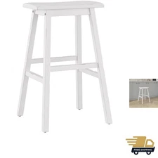 29" High Backless Bar Stool in Distressed Sea White – Perfect for Coastal Decor