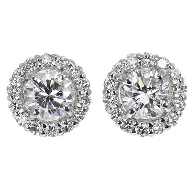 Brand New Pt950/ Pt900 Diamond Earrings 0.728ct E/F SI1 G/Fair D0.20ct [ESCORE] 
