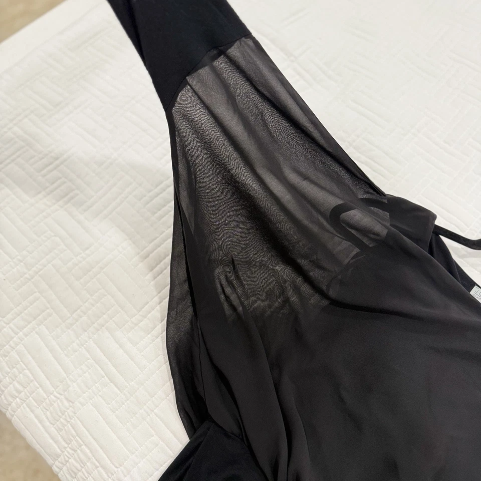 Joseph A blusa negra elegante superpuesta transparente ala de murciélago con tanque incorporado talla S Foto 4 de 4