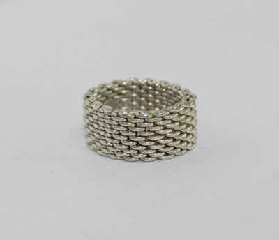 Tiffany & Co. Sterling Silver Somerset Mesh Weave Ring Sz: 5.5  [046WEA]