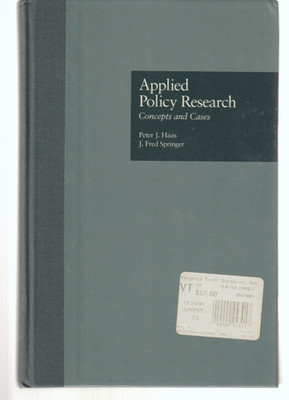 Applied Policy Research Concepts And Cases 1998 Garland Peter Haas Fred Springer