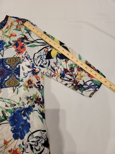 Fig And Flower Tunika Kleid Damen Medium Bunt Multi Print 3/4 Arm Transparent - Bild 13 von 14