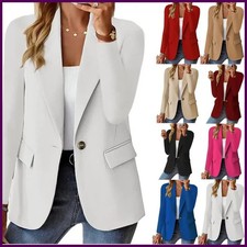 Women's Oversized Blazer Jacket Business Suit Coat Lapel Long Sleeve Solid