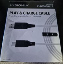 Insignia - USB-C 9' Play and Charge Cable for Playstation 5 - White/Black