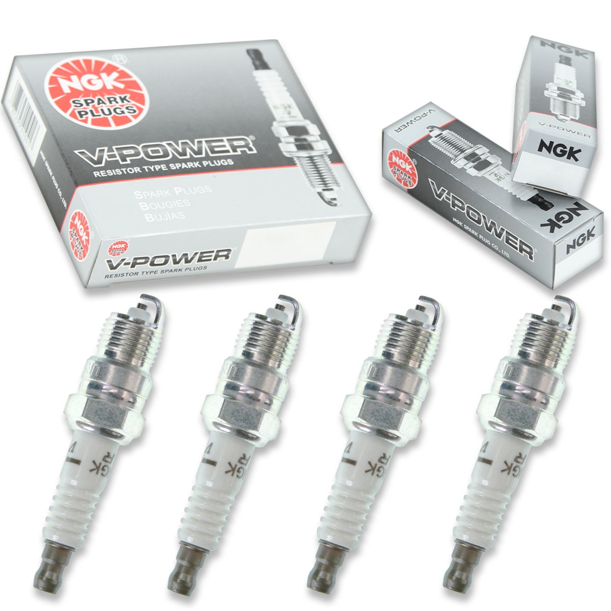 4pcs 91-95 Indmar 5.0L V8 200 NGK V-Power Spark Plugs Ford 302 CID Kit Set vg