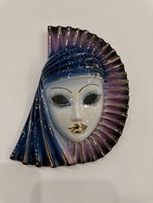 Venezianische Maske blau-violett mit Goldfarbenen Akzenten 15cm Deko Rarität