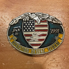 OPERATION DESERT STORM JAN 16 1991 MULTI COLOR ENAMEL BELT BUCKLE