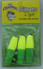 Betts MOB-SF-3YG 2" Unweighted Crappie Slippers Spinning Float 3CT