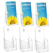 Acrylic Brochure Holder 4x9 Inches Slant Back Design, Clear Display 6 Pack