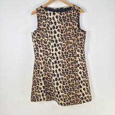 Cider dress womens XL fit flare brown leopard sleeveless boat neck 102720