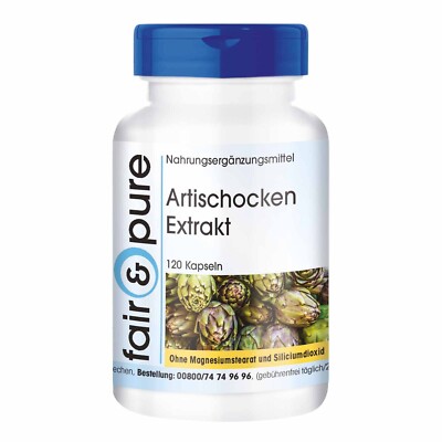Artischocken Extrakt - 120 Kapseln, standardisiert auf 2,5% Cynarin, fair & pure