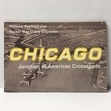 Chicago Pictorial Postcard + Pocket Map Guide Junction of Americas Crossroads