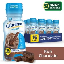 Glucerna Original Diabetic Protein Shake, Rich Chocolate, 8 fl oz Bottle