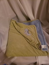 Absorba Dinosaur Thick Plush Crib Blanket Blue Green Sherpa Security Plush EUC