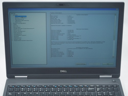 DELL Precision 7540 15.5" Intel Core i7-9850H 2.60GHz 32GB RAM 512GB NVMe - Picture 3 of 11