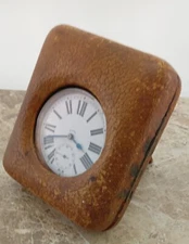 WW1 Swiss ETA Hi-Grade Silver Goliath 8-Day Patent Watch 1914 & Leather Case