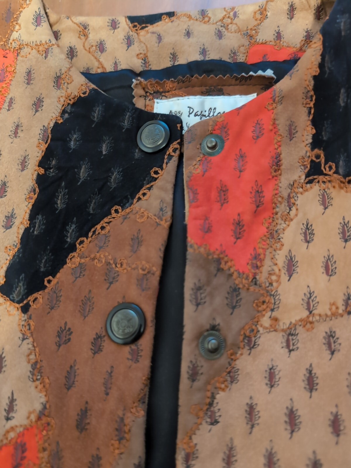 Papillon Boho Patchwork Suede Leather Embroidered… - image 4