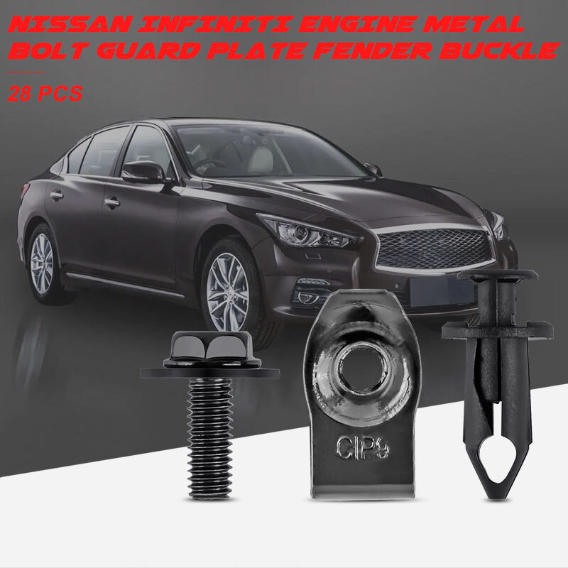 SecosAutoparts 28 In 1 Car Engine Splash Shield Body Bolts Screws Fender Bumper Clip Rivets Set