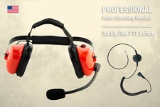 Professional Noise Canceling Dual Muff Red Headset for Motorola Radios CP200 CLS
