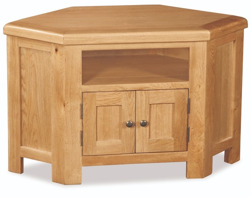 Oakvale Corner TV Unit / Oak Corner Media Stand / Corner TV Cabinet / Corner TV - Picture 11 of 24