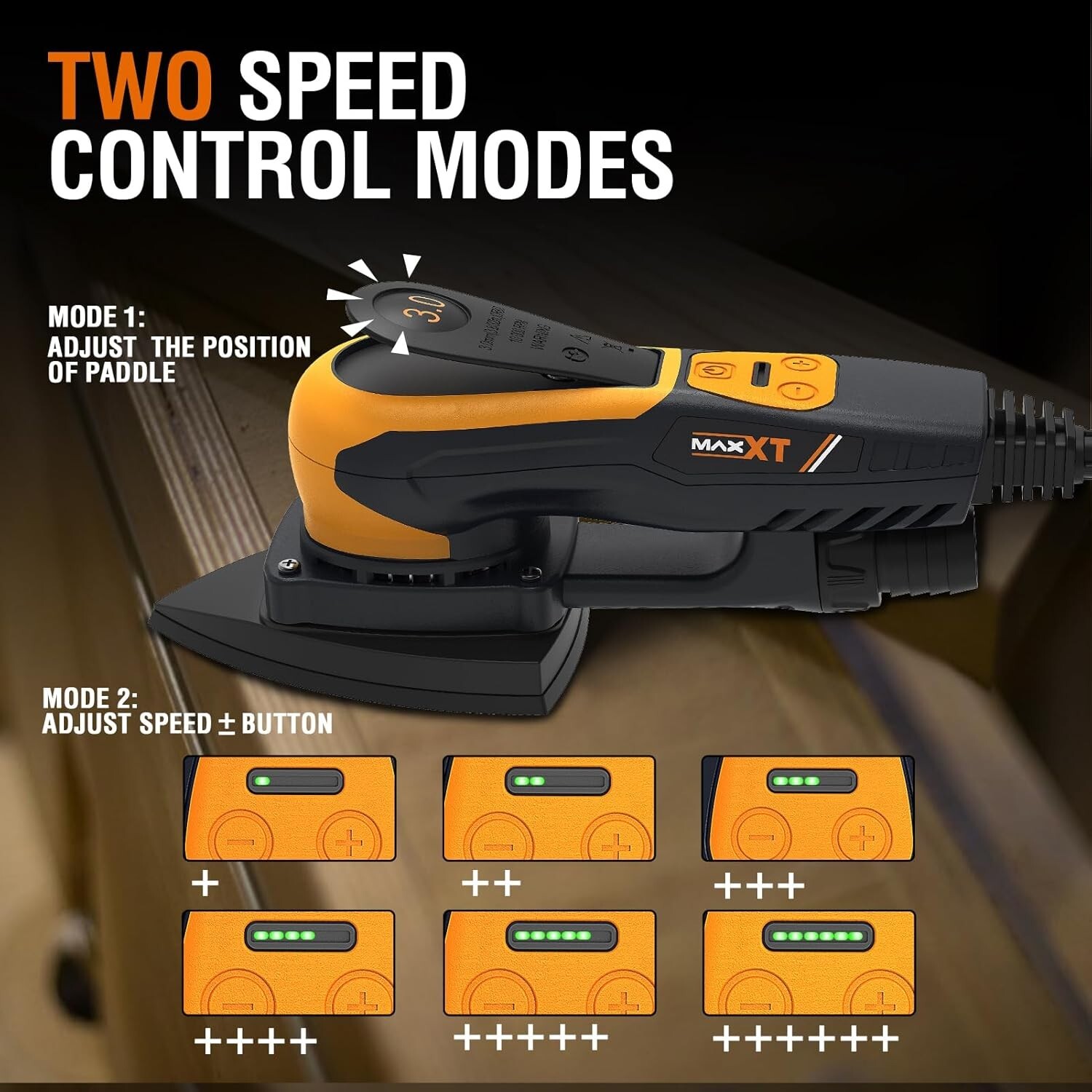 MAXXT Maus-Exzenterschleifer 350W, 3mm Orbit, 4000-10000 U/min, 100x152mm