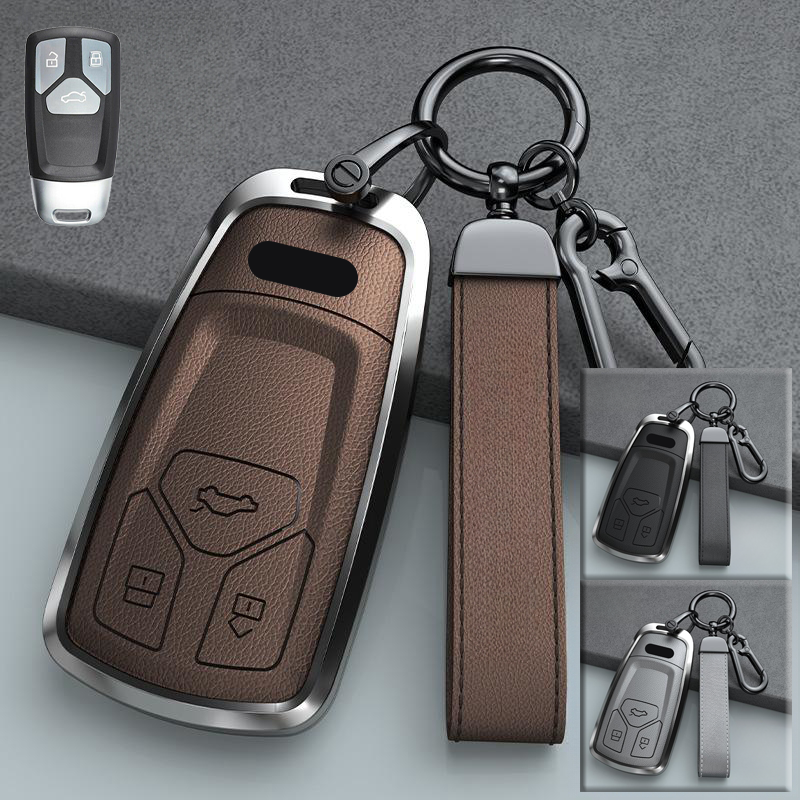Zinc Alloy Leather Car Key Case Cover Holder For Audi S4 S5 SQ5 A4 A5 Q7 Q5 TT