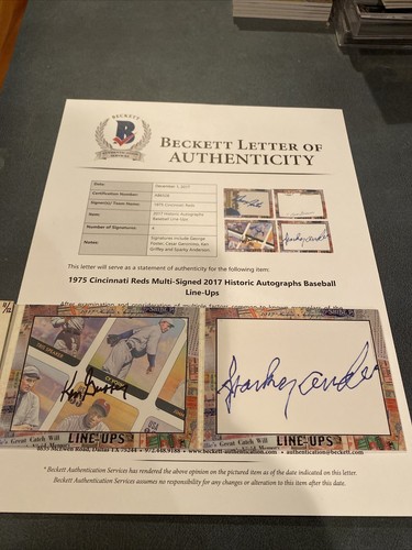 1975 Cincinnati Reds 11/12 2017 Historic Autographs Line Ups - Picture 3 of 7