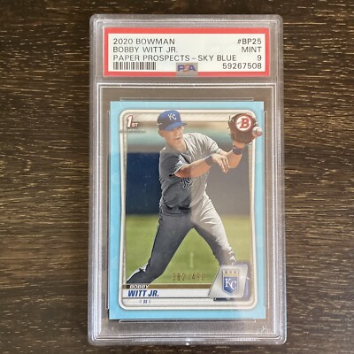 2020 Bowman 1st Paper Prospects RC Sky Blue #BP-25 Bobby Witt Jr. /499 PSA 9