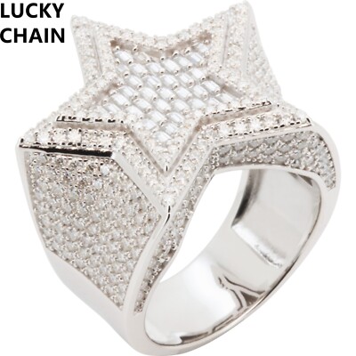 925 STERLING SILVER BLING CZ STAR RING 14g F38 | eBay