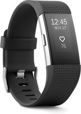 Fitbit Charge 2 Heart Rate Fitness Wristband Activity Tracker Black Large USED
