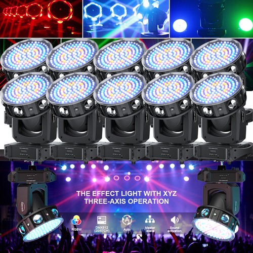 U`King 10 Stück Moving Head 6 LED Beam+Laser 200W Bühnenlicht RGBW DJ Tanzfläche