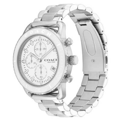 Coach Silver and White Stainless Steel Chronograph Watch Coach Stainless Steel Silver White Dial Chronograph Women main image 4