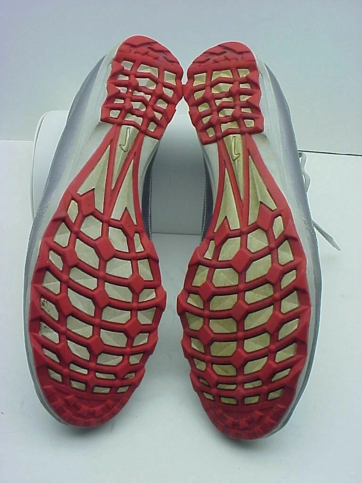  Zapatos de golf NIKE para mujer plateados metálicos/naranja de cuero 314048-002 talla 9 EE. UU. Foto 4 de 4