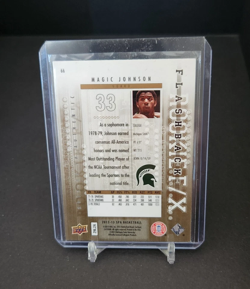 2012-13 SP Authentic Basketball Rookie F/X Magic Johnson Michigan State #66 - Image 2 of 2