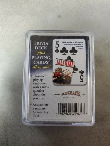Flickback 1961 Trivia Playing Cards, Includes Trivia Deck. Brand New - Picture 2 of 2
