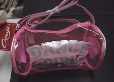 Capezio Clear Pink Dance Girl Duffle Silver Glitter Lettering Hearts Zipper