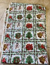 Oakhurst Textiles Signature Classics CHRISTMAS SQUARES BIRDS BELLS SNOWMAN BTY