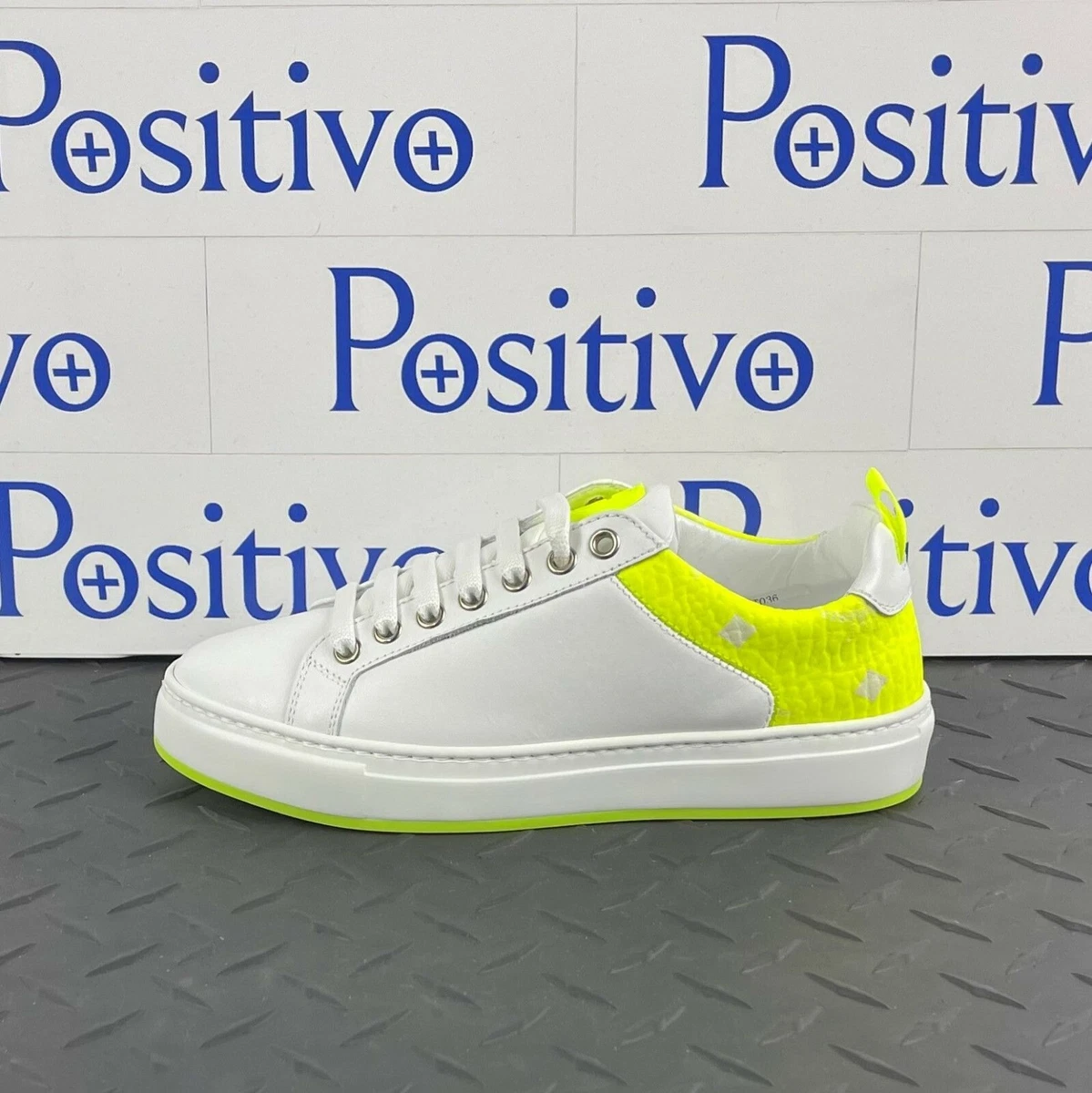 MCM Womens Flo Lime White Leather Sneakers Shoes US 6 EU 36 New eBay