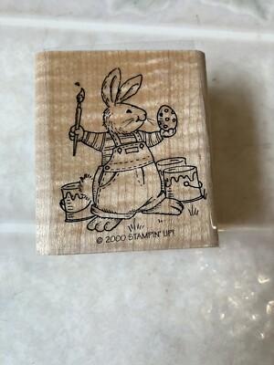 EASTER BUNNY RABBIT PAINTING Easter eggs SPRING Animal Stampin' Up! RUBBER STAMP