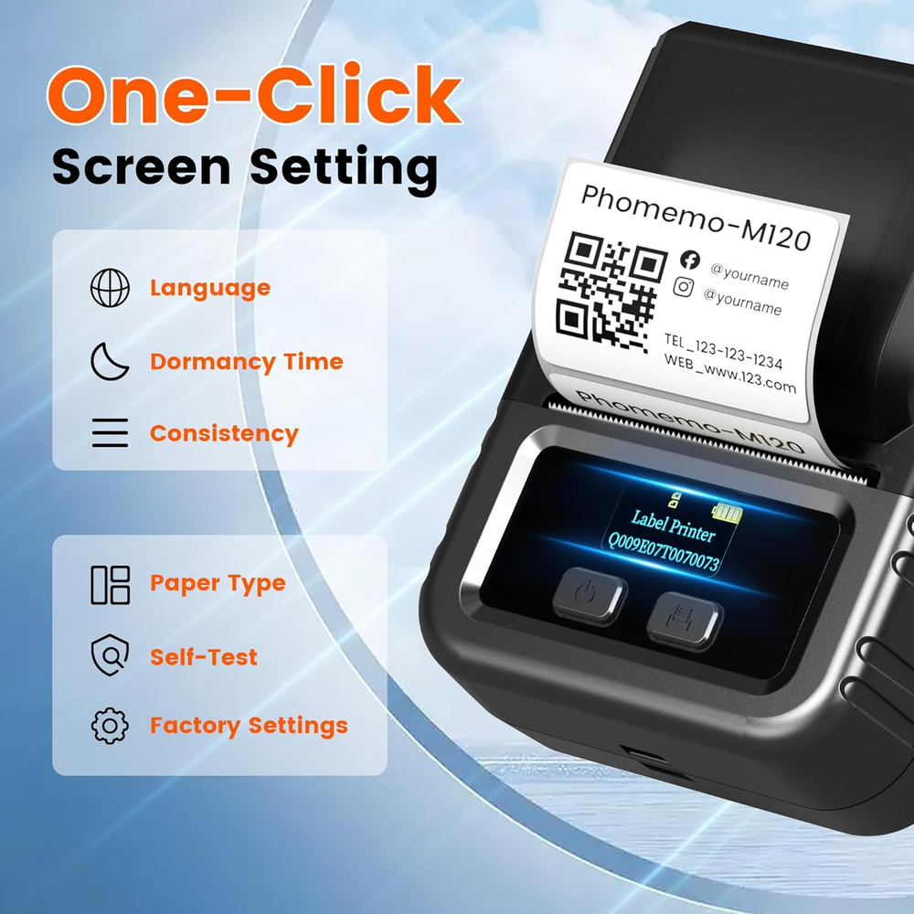 M120 2 Inch Thermal Label Printer for Small Business with Tape