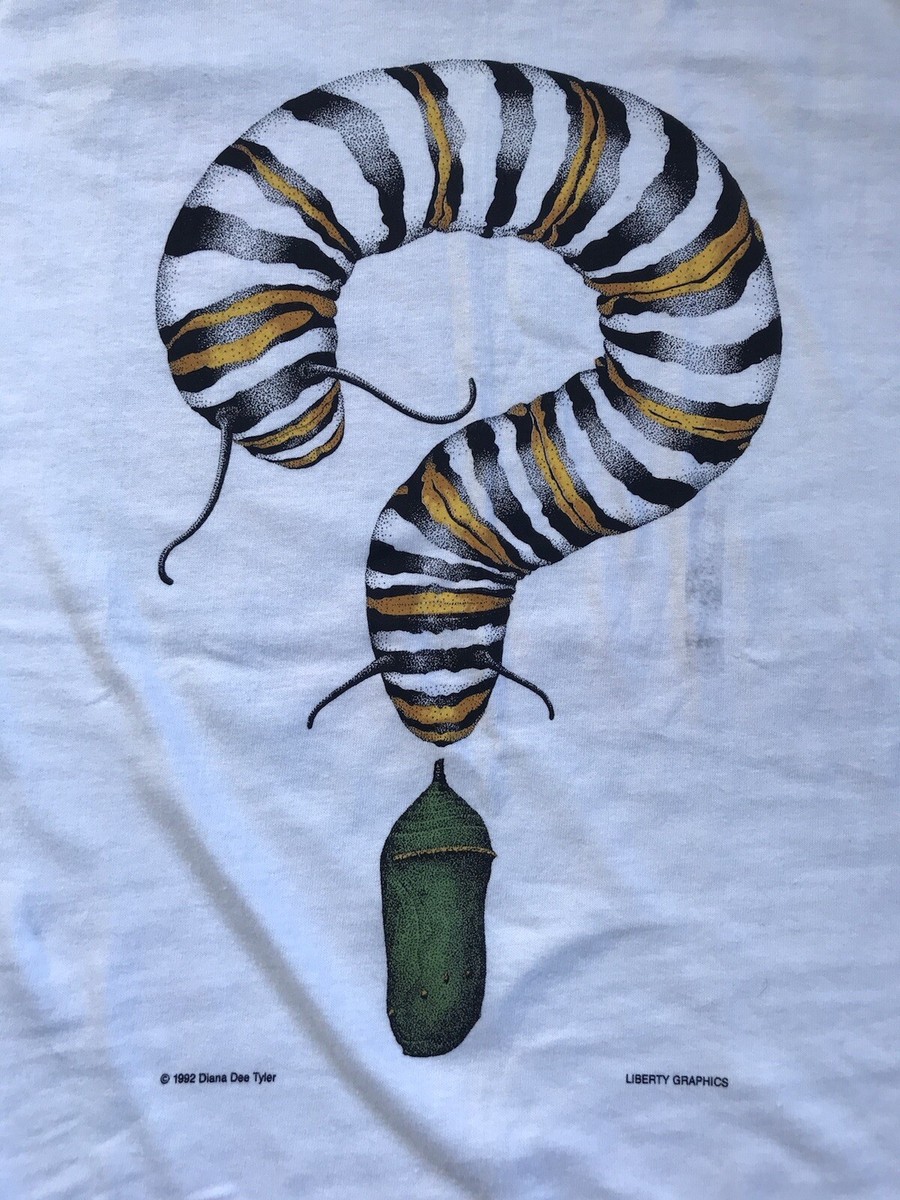 Vintage Shirt 1992 Diana Dee Tyler Butterfly Caterpillar Art