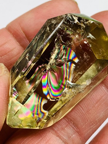 Top 32g gema diamante citrino brasileño arco iris cristal, corte a mano brillo faceta bola - Imagen 18 de 21