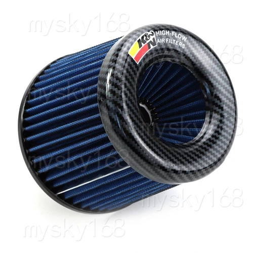 K&N Carbon color Air Filter High Flow Performance Racing Sport Cold Airfilter - Foto 7 di 7