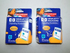 2 New Sealed OEM Genuine HP 10 Cyan Ink Cartridges EXP 2002 FREE SHIP