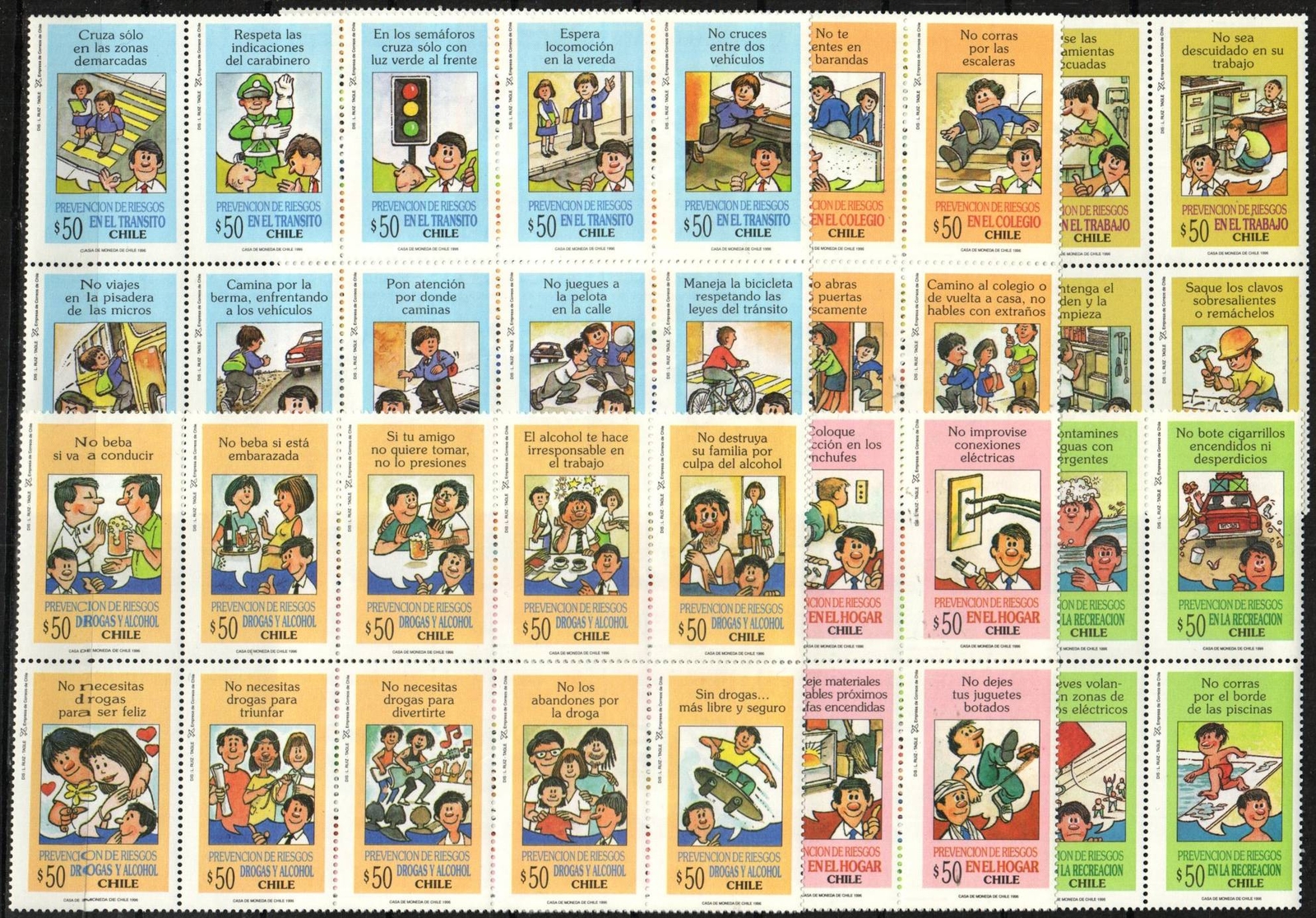 Estampilla de Chile 1163-1168 - prevención de accidentes