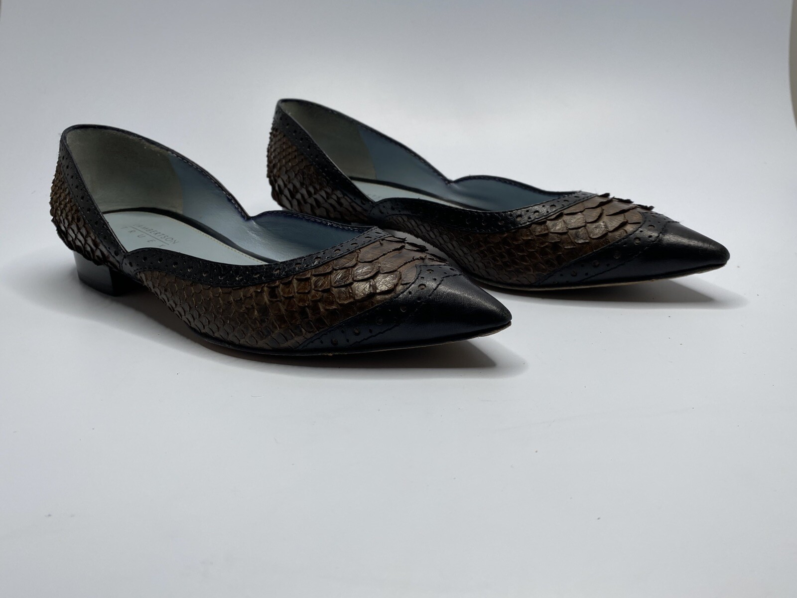 Lamberston Truex Brown Black Python Leather Balle… - image 9