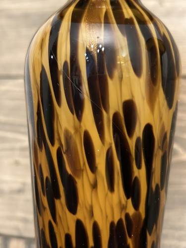 Hand Blown Amber Cheetah / Leopard print Glass Candle Holder Set (2) - Picture 13 of 13