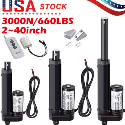 Electric Linear Actuator Motor 12V 3000N 660lbs 2''~ 40'' Heavy Duty Waterproof US