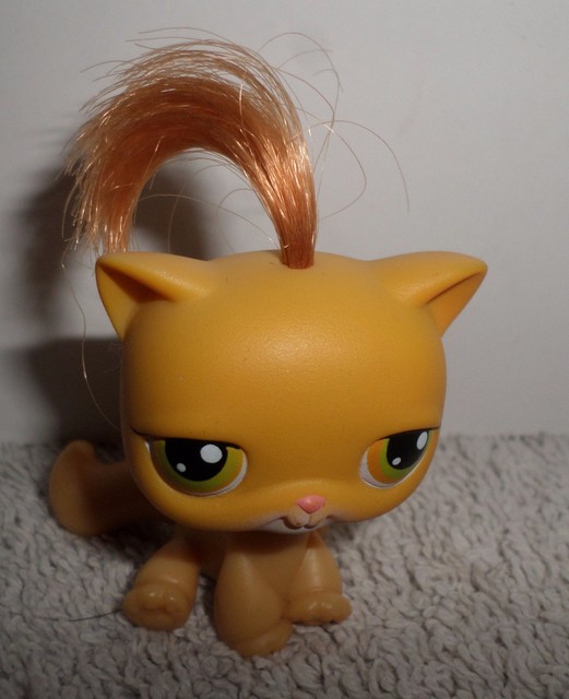 Littlest Pet Shop Orange Cat with Hair Green Eyes 78 eBay