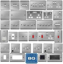 BG NEXUS BRUSHED STEEL SWITCHES & SOCKETS FULL RANGE SATIN CHROME WHITE INSERT